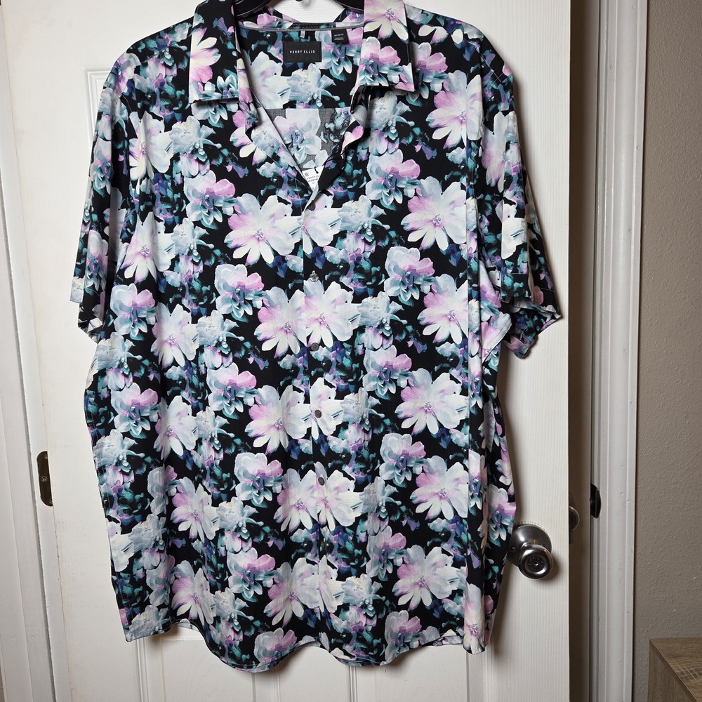 Perry Ellis sz 3X men's floral casual button up shirt NWT vacation resort